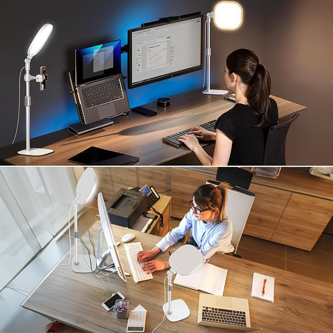 Desk Ring Light with Stand for Computer, Video Calls, Webcam - White | 30 Light Modes Video Conference Lighting for Zoom, Meetings, Streaming, Podcast, Laptop, Home Office. CRI 97.8 - Image 7