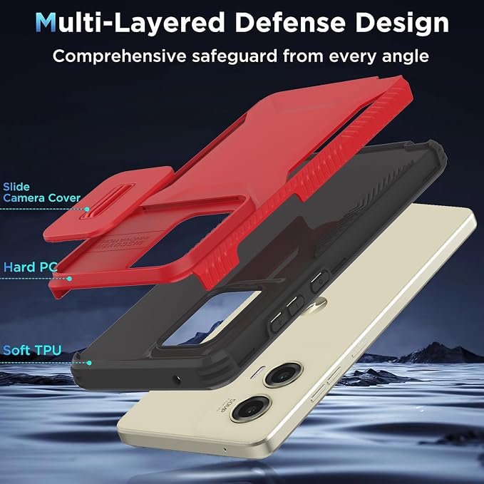 for Motorola G Stylus 5G 2024 Case with 1 HD Screen Protector & Slide Camera Cover [Military-Grade] Phone Case Heavy Duty Rugged Shockproof Protective Cover for Moto G Stylus 5G 2024(Red) - Image 6
