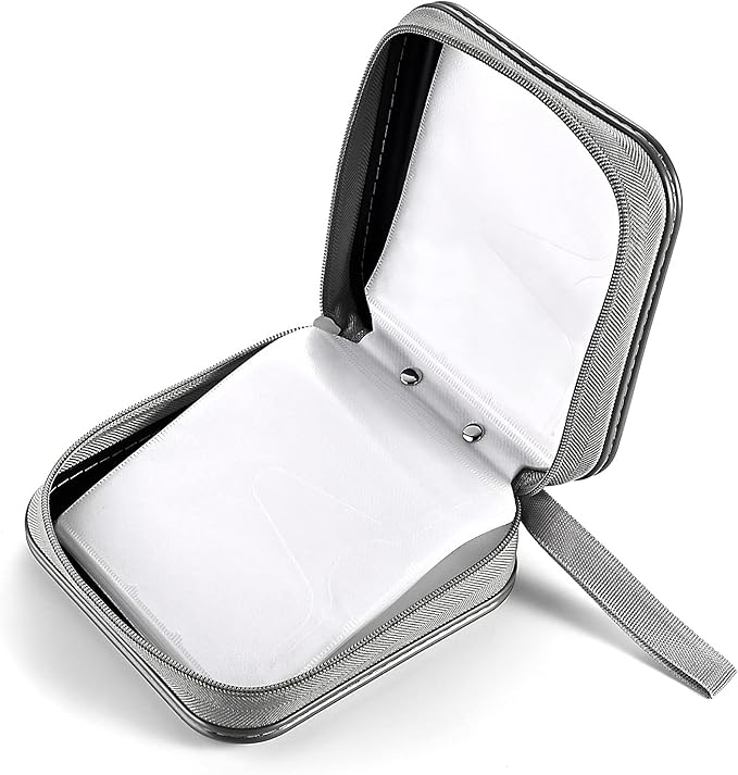 LIOVODE DVD Case, 48 Capacity Hard Plastic CD Case Holder for Car | DVD Storage, Hand Strap, Zipper Closure, Scratch-Resistant Sleeves, CD Storage for Music Blu-Ray Game Disc for Travel Office - Image 4