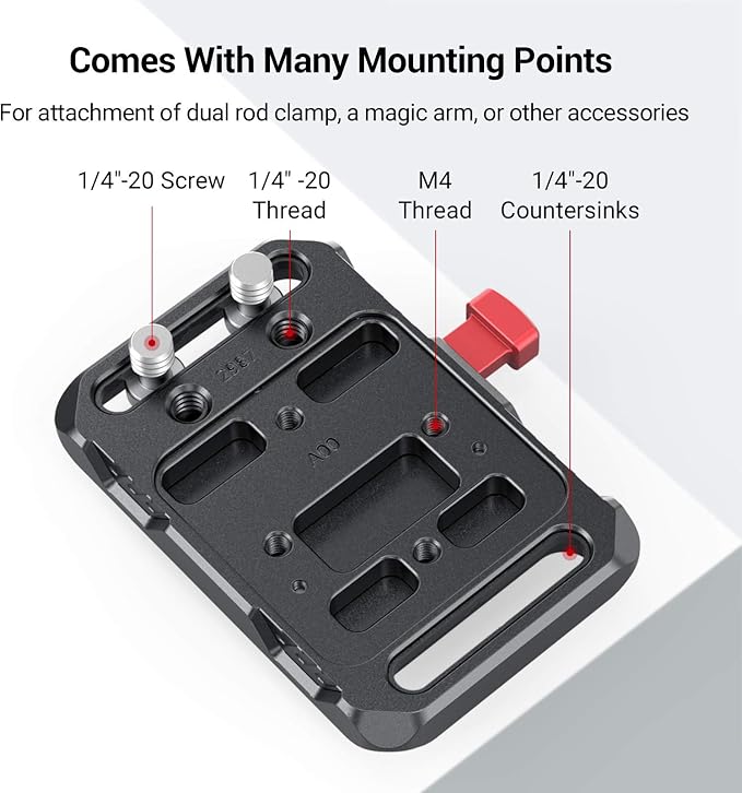 SMALLRIG Mini V Mount Battery Plate, V-Lock Mount Battery Plate with Crab-Shaped Clamp for Camera Power Supply - 2989 (Pack of 2) - Image 4
