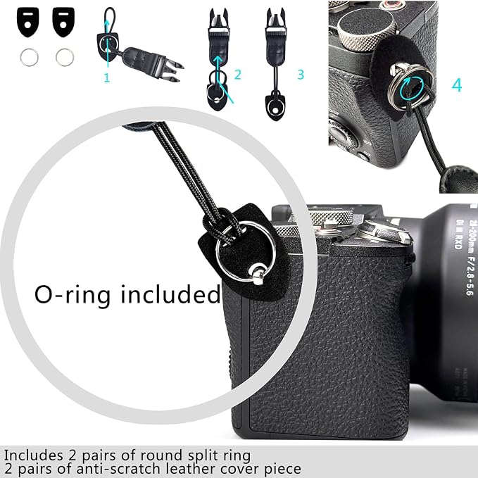 Camera Neck Straps Short,Binocular Strap with Quick Release Buckle,Washable,Black,39 Inch - Image 7