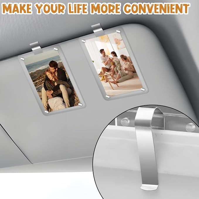 HINGTAI 6Pcs Car Sun Visor Photo Frames, Visor Clips for Cars DIY Sunshade Photo Frame Clip Stainless Steel Material, Not Easy to Damage Strong Hold Accessory for Car, Home & Office - Image 6