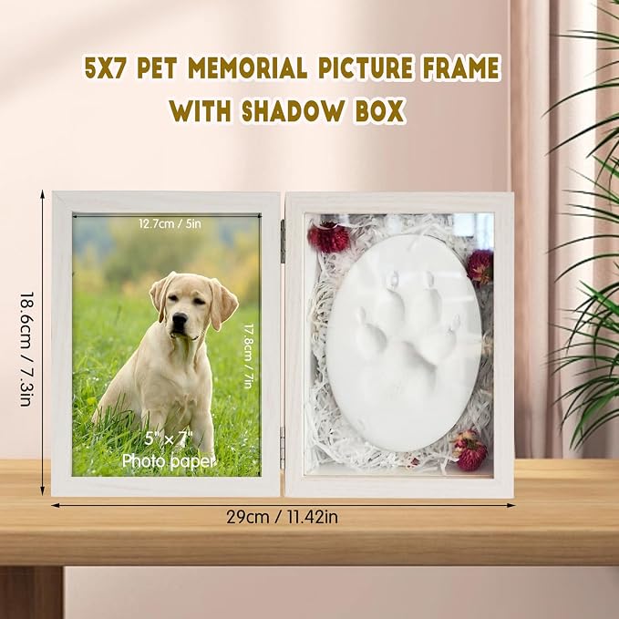 5x7 Pets Memorial Shadow Box Frame Dogs Memorial Picture Frame for Pets Paw Print Display Keepsake, Pet Memorial Keepsake Frames for Cats Dogs Pawprints, Memorial Sympathy Gifts for Loss of Dog Cat - Image 4