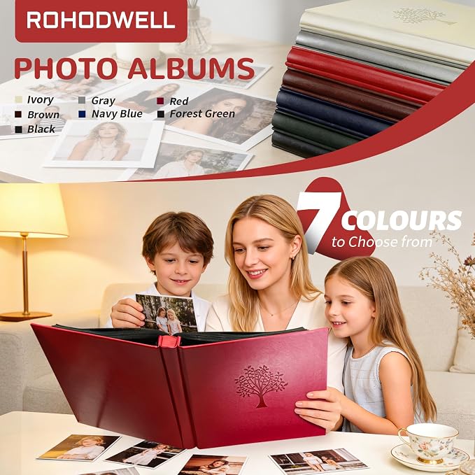 Photo Album 4x6 600 Slip-in Pockets, PU Leather Large Capacity Photo Book | Holds Horizontal & Vertical Photos Acid-Free for Mom Grandma Baby Shower Wedding Anniversary Christmas - Image 7