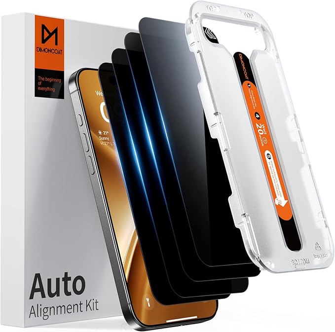 DIMONCOAT 4-PACK for iPhone 14 Pro Max Privacy Screen Protector Glass 6.7" | 13FT Drop Tested, Auto Alignment Kit, 10X Military-Grade Tempered Glass, Stronger Edge Protection, Case Friendly, Bubble-Free by DIMONCOAT
