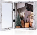 Muzilife 8x10 Shadow Box Picture Frame, 2.16 Deep, Real Glass, Rustic White | FSC-Wood, Magnetic Door, Linen Interior & Pins, Vertical, Horizontal Wall Hanging, Display Case Frame for Photos & Keepsakes by Muzilife