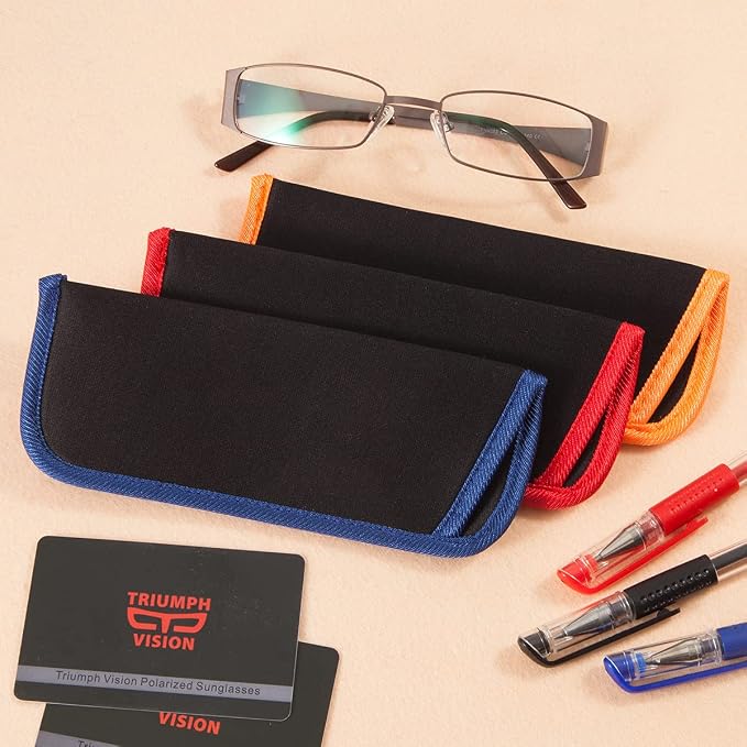 TRIUMPH VISION 3 Pack Reading Glasses Pouch Soft Case Eyeglass Sleeve Slim | Alternative to Bulky Case in bag, Lightweight Lined Padded Protect Optical lens Slip in, Cute Pattern Portable for Daily Use - Image 7