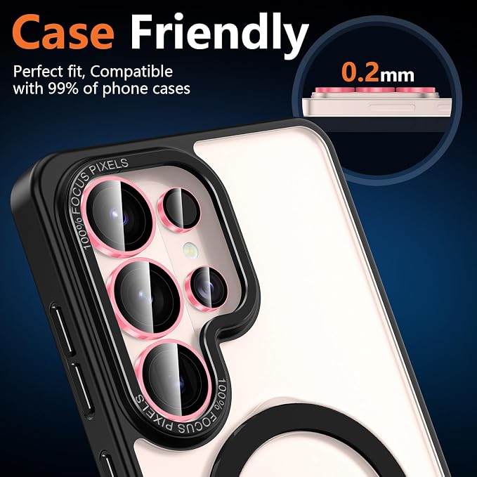 for Samsung Galaxy S26 Ultra Camera Lens Protector, Individual Metal Ring Tempered Glass Lens Cover, [Strong Adsorption] Scratch Resistant Ultra-Thin HD Clear Lens Cover, 1 Set-Pink Shine - Image 8