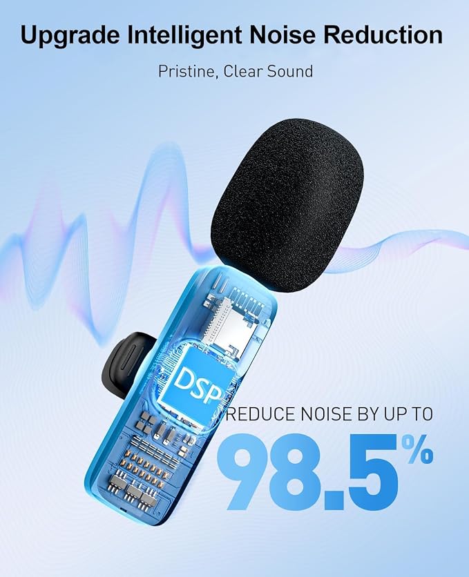 MENERESAS 3-in-1 Mini Microphone for iPhone: Wireless Lavalier Microphones for iOS/Android/Camera - Noise Reduction Lapel Mic, Clip on Mic for Video Recording Vlog, YouTube - Image 3