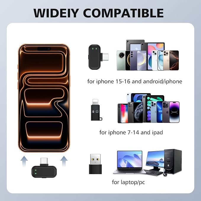 HEHOTTC Mini Wireless Lavalier Microphones for iPhone 15/16/17 & Android, 30H Battery Life with Charging Case, Lapel Microphone Wireless for Video Recording Vlogging - Image 8