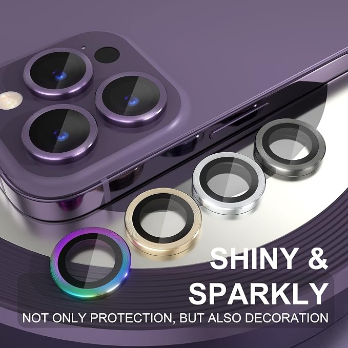 Choiche for iPhone 14 Pro/iPhone 14 Pro Max Camera Lens Protector | Ultra HD, 9H Tempered Glass Camera Cover Screen Protector Metal Ring Decoration Accessories (Purple) - Image 7