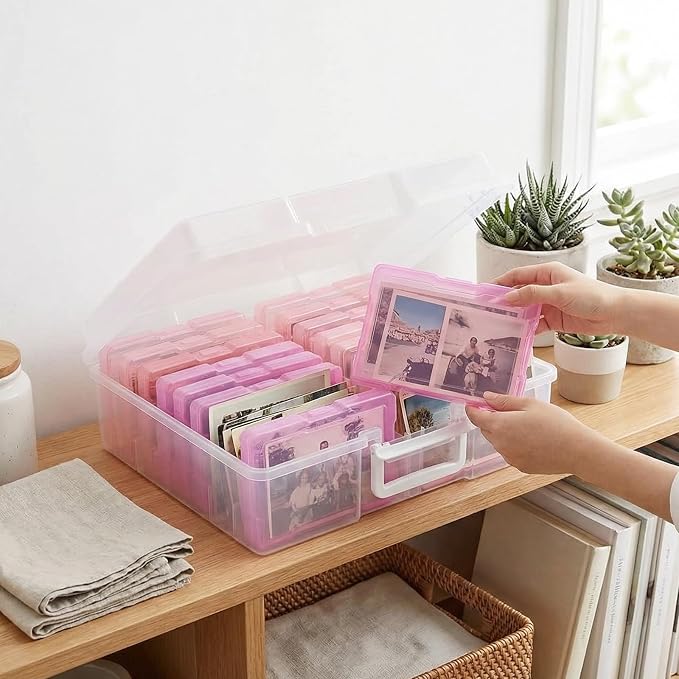 novelinks Photo Storage Boxes with Handle, Photo Organizers and Storage | 1Pack Color, Photo Albums 4x6 Pictures, Photo Cases, Classroom Organization, Index Card Box, Photo Card Holder, Seed Storage - Image 5