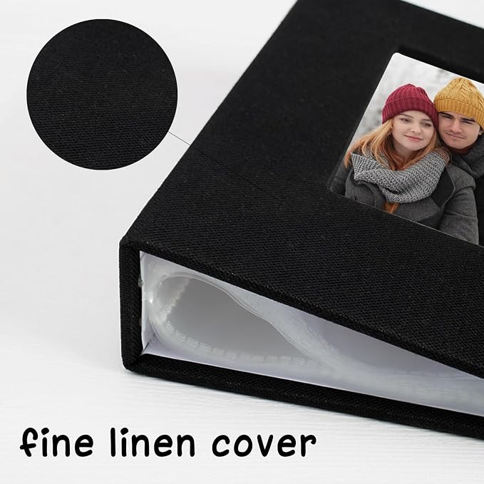 Small Photo Album 5x7 Linen Picture Book, Each Mini 26-Page Album Holds 52 Photos, Art Presentation Folder for Postcards & Picture Storage - Image 3