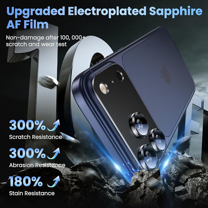 Uyiton for iPhone 17 Pro Camera Lens Protector, Metal Frame Glass Cover | Not Easy to Break, Strong Adsorption, Case-Friendly, Metal 9H Sapphire Glass Rear Camera Screen Cover, Black Titanium, 2 Pack - Image 7