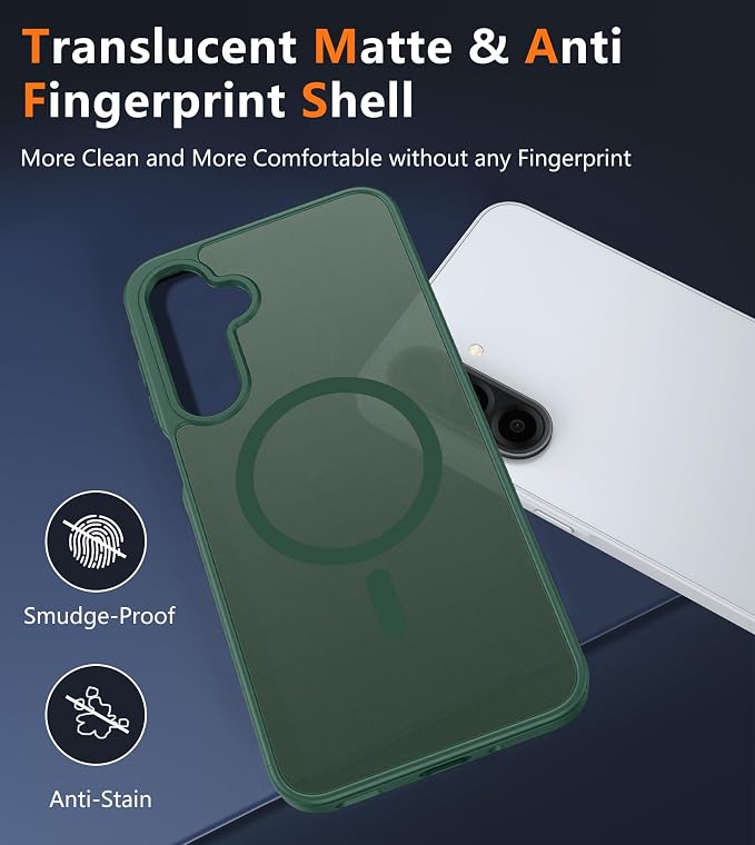 FNTCASE for Galaxy A26 5G Phone Case, Fit for Magsafe, Screen Protector | Translucent Matte, 14FT Military Grade Drop Protection, Slim Shockproof Protective, for Samsung A 26 4G Cover, Green - Image 5