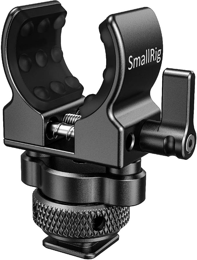 SmallRig Shotgun Microphone Holder (Cold Shoe), Built-in Soft Silicone, Bumps and Noises Absorption BSM2352 by SmallRig
