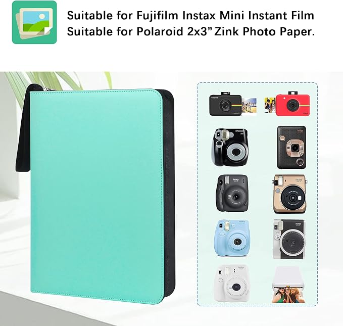 Veicevol 540-Pocket Album for Instax Mini & Polaroid 2x3 inch Photos, Green | Large Capacity, Designed for Fujifilm Instax Mini and Polaroid 2x3 Photos, To Store Pictures Or Trading Collection Cards - Image 2
