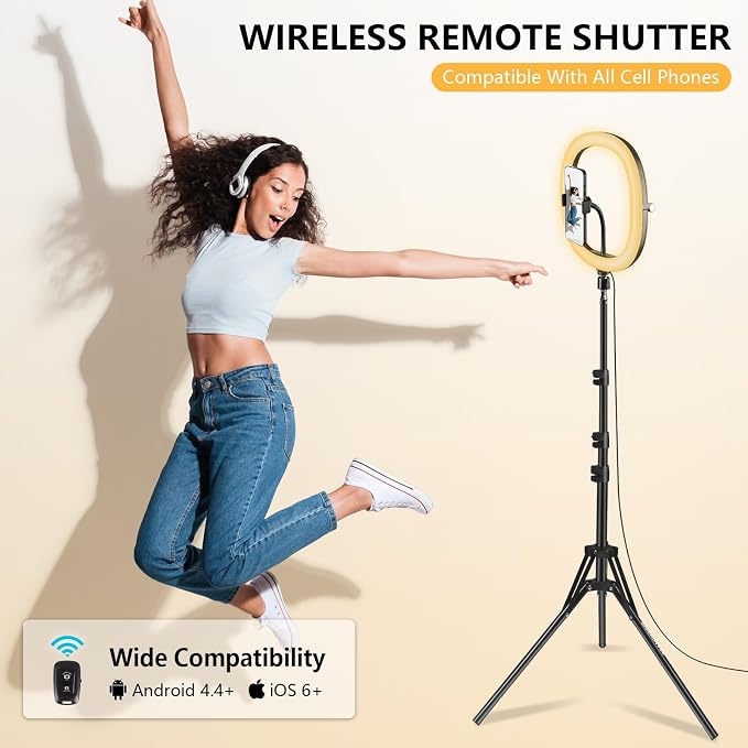 12" Selfie Ring Light with 59" Tripod Stand and Phone Holder | Dimmable LED Circle Lights Phone Ring Light Tripod for Photography, Video Recording, Live Stream, Makeup - Image 5