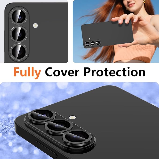for Samsung Galaxy S26 Plus Camera Lens Protector, Individual Metal Ring Tempered Glass Lens Cover, [Strong Adsorption] Scratch Resistant Ultra-Thin HD Clear Lens Cover, 1 Set-Black - Image 8