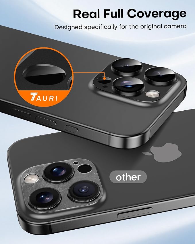 TAURI 2 Pack for iPhone 16 Pro Max/16 Pro Camera Lens Protector, Black | Full Coverage Military-Grade Shatterproof, Upgrade AR Anti-Reflection Ultra Clear Transmission & Case Friendly - Image 6