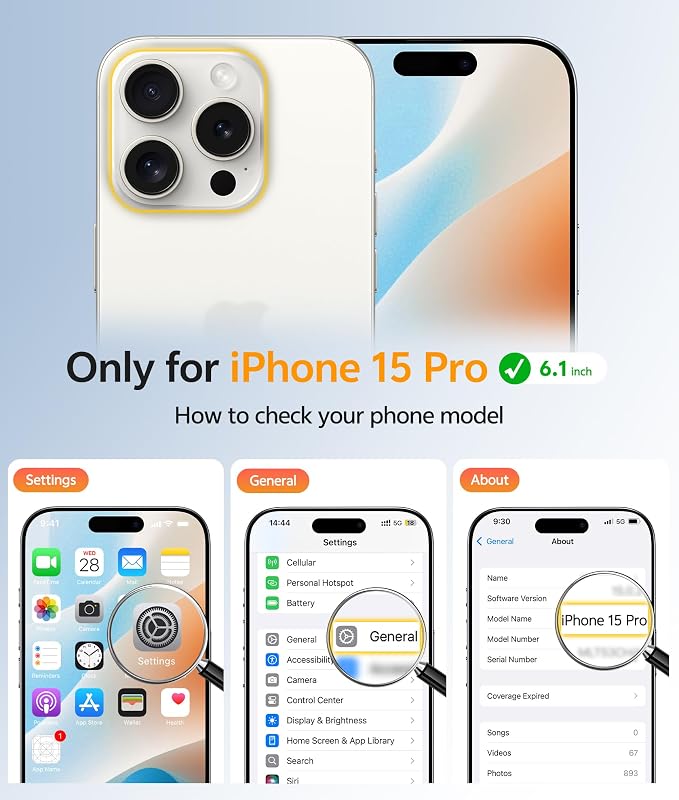 FNTCASE for iPhone 15 Pro Case, Fit for Magsafe, Screen Protector, Gray | Full Camera Protection, Translucent Matte, 14FT Military Grade Drop Proof, Shockproof Protective Phone Cover - Image 2