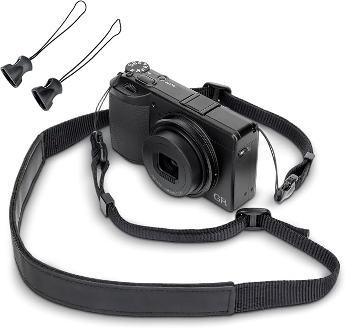 Camera Neck Strap w Leather Pad & Quick Release for GR IV III RX100 VII L10 | Camera Shoulder Strap for Ricoh GR IIIx HDF GRIV GRIII, RX100 VI V VA IV III Lumix L10,for Polaroid Go Now Gen 3rd D-LUX 8 7 by JJC