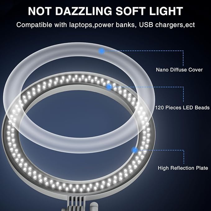 Desk Ring Light with Stand for Computer, Zoom Lighting for Computer | 30 Light Modes for Video Conference, Video Calls, Home Office, Desk Lighting for Video Recording, Podcast, Webcam, Stream - Image 13