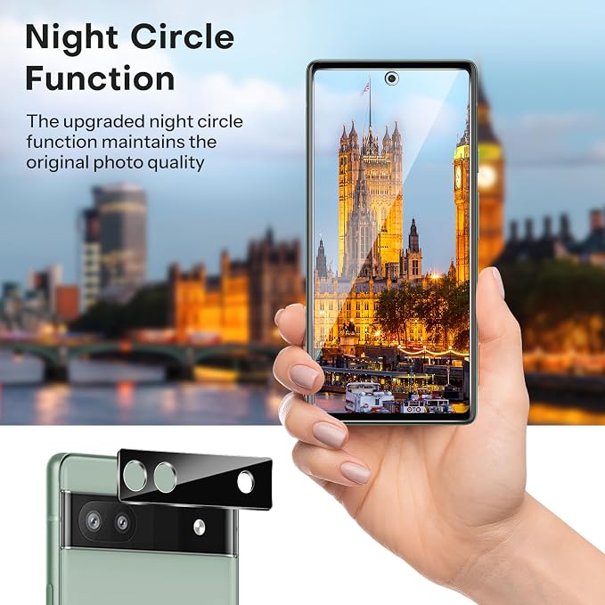 OMOTON 3+2 Pack Screen Protector for Google Pixel 6a (6.1 Inch 2022 Release), 3 Pack Tempered Glass Screen Protector & 2 Pack Camera Lens Protector, Bubble Free/Scratch Resistant - Image 6