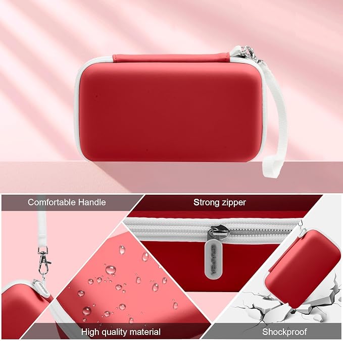 Kids Film Camera Case, Travel Storage Bag for Girls Boys | for ESOXOFFORE for Dylanto for Anchioo for WEEFUN for GKTZ for Amzelas for Mafiti, Mesh Pocket, Wrist Strap, Red - Image 4