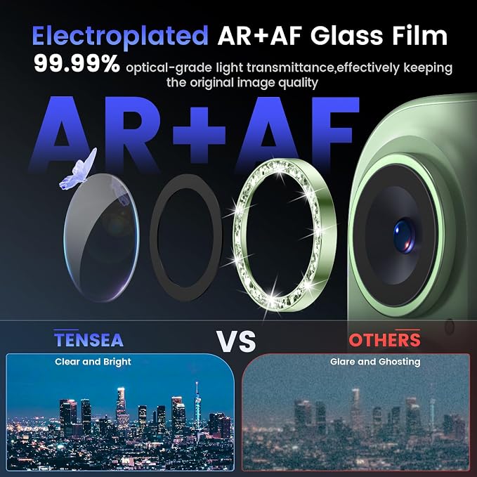 Tensea for iPhone 17 Camera Lens Protector Bling, Camera Screen Cover | Camera Screen Protector, Metal Individual Ring with 9H Tempered Glass for iPhone17, HD Clear, Easy Install, Full Protection - Image 3