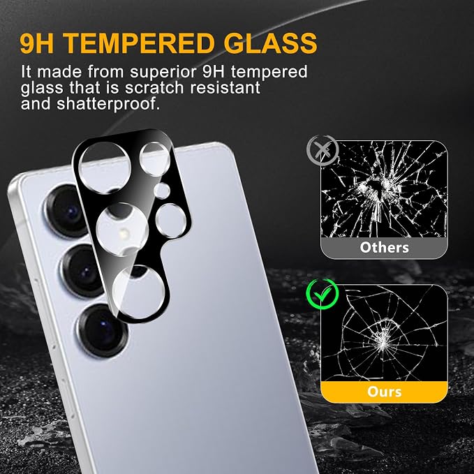 3 Pack Camera Lens Protector for Samsung Galaxy S25 Ultra | Tempered Glass,Anti-Fingerprint,9H Hardness,Scratch Resistant,Easy to Install,Bubble Free,HD Clarity - Image 7