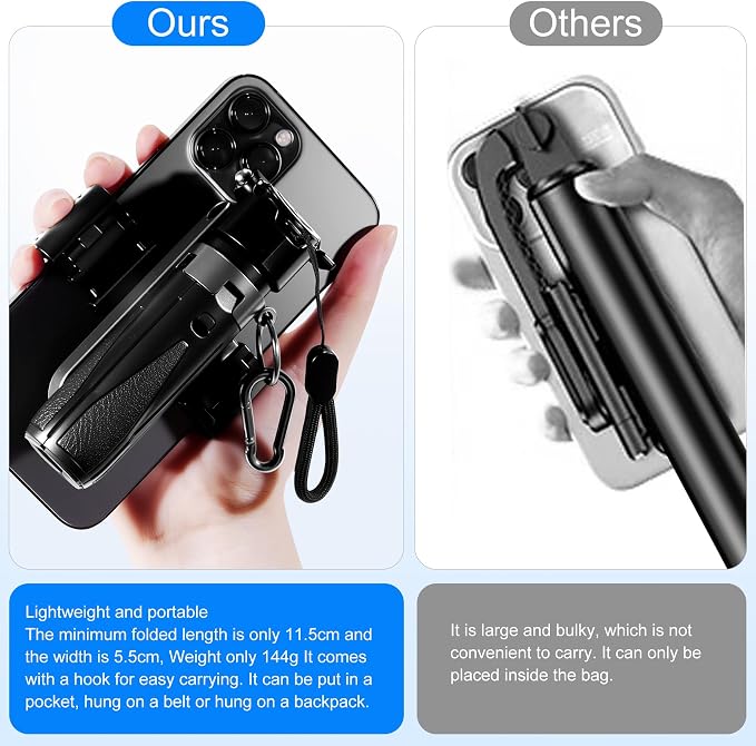 3-in-1 Mini Tripod, Selfie Stick for iPhone for 4-7 Inch iOS/Android Phones | Tripod for Iphone with Remote Control and Fill Light, Lightweight Travel Tripods for Selfie Video Recording - Image 6