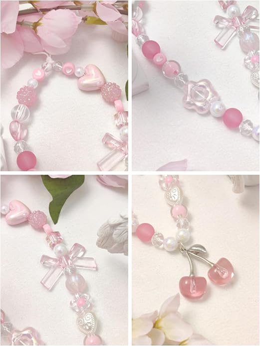 cioatu Phone Charms Cute Cherry Butterfly Cell Phone Lanyard Strap Wrist Strap for Bag Airpods Camera Pendants Decor - Image 7