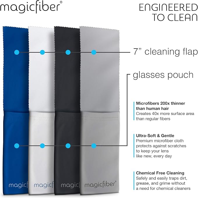 MagicFiber Soft Microfiber Glasses & Sunglasses Pouch Case, Eyeglass Bag | Built-In Cleaning Cloth, Slim Eye Sleeve or Jacket for Men & Women, Reading Glasses - Image 5