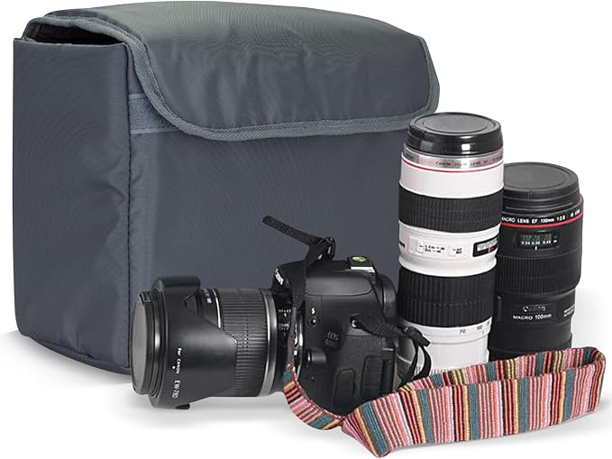 Camera Insert Bag,Backpack Inner Camera Padded Organizer Case | DIY Adjustable Dividers,Soft Padded Protection,with Cover,Water-Resistant,Fits Sony Canon Nikon,Travel Commute,9.8x4.3x7.1 in - Image 6
