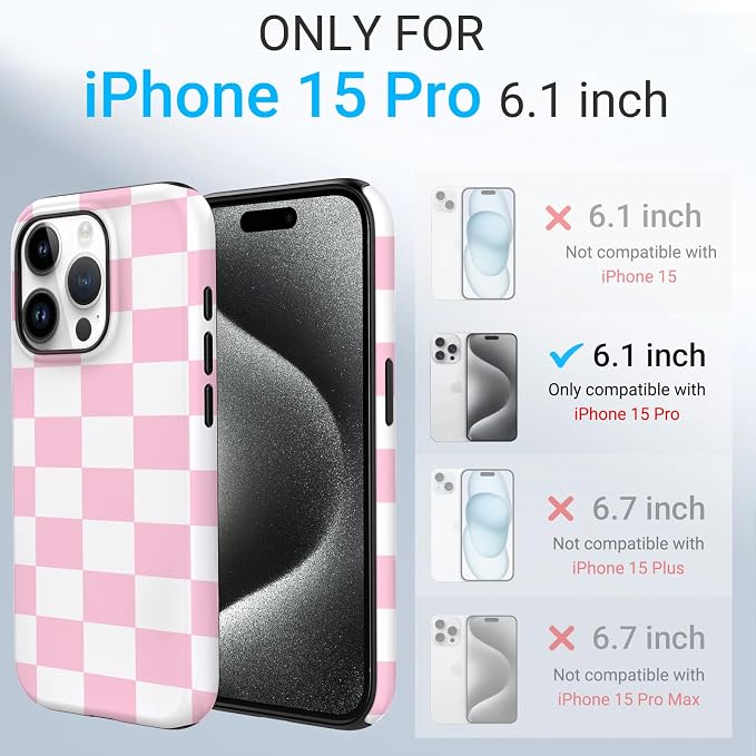 TPU Phone Case for iPhone 15 Pro, MagSafe Wireless Charging Compatible, Shockproof Slim Fit Protective Cover with Anti-Yellowing & Raised Camera Protection (Plaid 4, iPhone 15 Pro) - Image 2