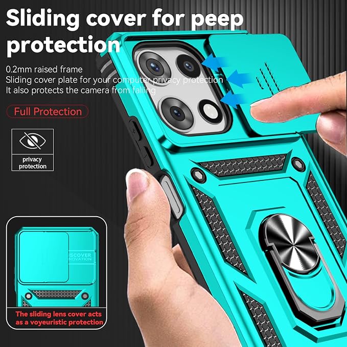 for Motorola Moto G 2025 / Moto G 2026 / Moto G Play 2026 Case, with Slide Camera Cover HD Screen Protector [Military Grade 16ft. Drop Tested] Ring Holder Kickstand Protective Phone Case, Mint - Image 5