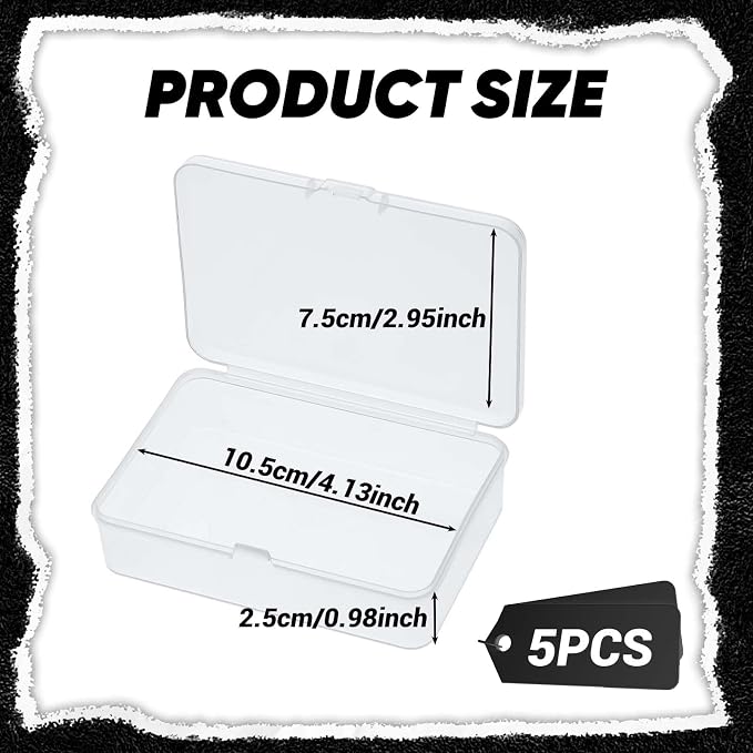 5 Pcs Mini Plastic Storage Containers Box with Lid, Small Storage Containers Travel Case 4x3x1 Inches Clear Rectangle Box Organizer for Collecting Small Items, Beads, Jewelry, Cards, Crafts - Image 2