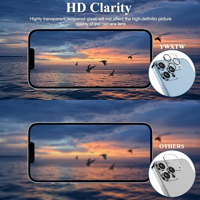 YWXTW [5 Pack Camera Lens Protector Compatible with iPhone 13 Pro Max 6.7" / 13 Pro 6.1" Tempered Glass, [Night Shooting Mode] Case Friendly, High Definition - Image 6