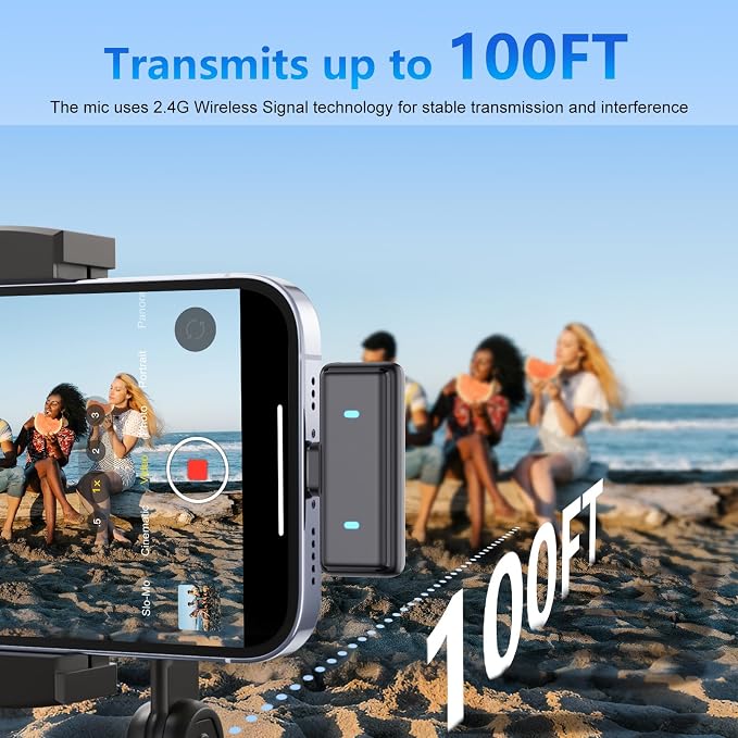 Wireless Lavalier Microphone for iPhone: for Video Recording,Podcasting & Streaming: Professional Mic with Smart Noise Reduction, 30H Battery Life - Great for Vlogging and Content Creators - Image 4