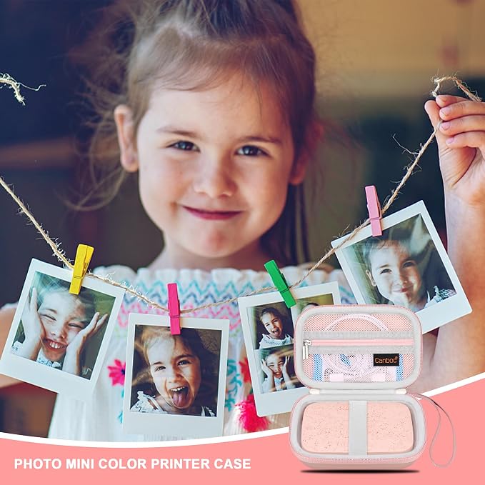 Canboc Carrying Case for HP Sprocket Portable 2x3 Instant Photo Printer | For Kodak Step Wireless Mobile Photo Printer, Zipper Mesh Bag fits Photo Paper Cable, Rose Gold - Image 7