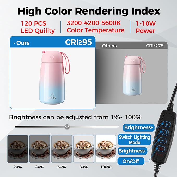 Photo Light Box, 16"x12"x12" Foldable Photography Light Box with CRI>95 120 Light Beads. Dimmable Shooting Tent Kit with White and Warm Light. 6 Color Backdrops Photo Booth for Studio Products Display - Image 5