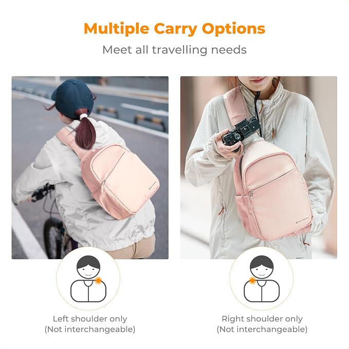 K&F CONCEPT Camera Sling Bag, Compact Crossbody Bag for DSLR Mirrorless | Lightweight Fabric, with Tripod Holder, Quick Access & Custom Dividers, Men & Women, for Sony Canon Nikon, Pink, BS06 - Image 7