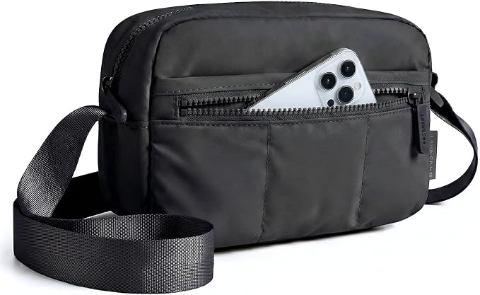 BAGSMART 2 in 1 Small Puffy Camera Sling Bag, Black | Mirrorless Crossbody Photography Camera Case for Photographers, Camera Shoulder Bag by BAGSMART