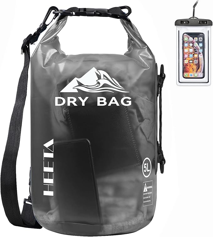 HEETA Dry Bag Waterproof Backpack with Phone Case 5L/10L/20L/30L/40L | Roll Top Lightweight Dry Storage Bag for Women Men, Travel Boating Kayaking Paddle Board Camping Beach Essentials Accessories by HEETA