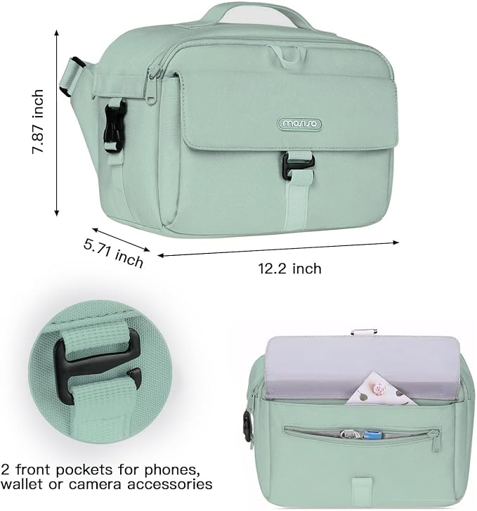 MOSISO Camera Shoulder Bag Camera Case Crossbody Sling Purse, Antique Green | DSLR/SLR/Mirrorless Compact Padded Photography Handbag with Rain Cover Compatible with Canon/Nikon/Sony Cameras and Lenses - Image 3