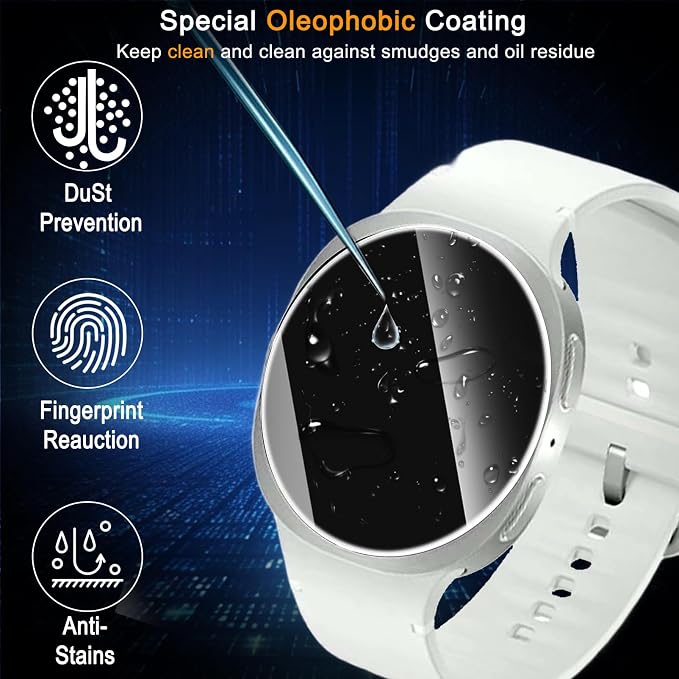 SiHPuoy Tempered Glass Screen Protector for Samsung Galaxy Watch 9/8 (40mm) | 4 Pack, 9H Hardness, Military Grade Shatterproof, Anti Scratch, Bubble Free, HD Ultra-thin, Easy Install, Case Friendly - Image 6