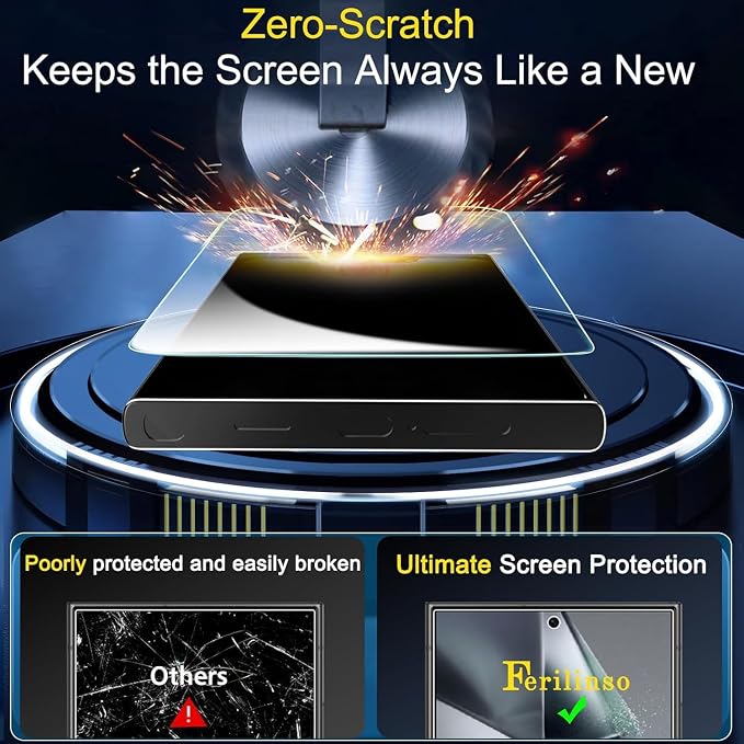 Ferilinso Screen Protector for Samsung Galaxy S24 Ultra, Tempered Glass | 3 Pack, 9H+ Military-Grade Shatterproof, HD Clear, Case Friendly, Easy Installation Bubble Free, with Camera Lens Protector - Image 7