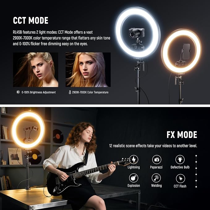 NEEWER RL45B 18" Edge Lit Desk Ring Light for Phone Camera Laptop LED Lighting Kit Phone Holder Desktop Stand Ball Head Mount Video Conference Webcam Recording Zoom Call Streaming Makeup Selfie - Image 4
