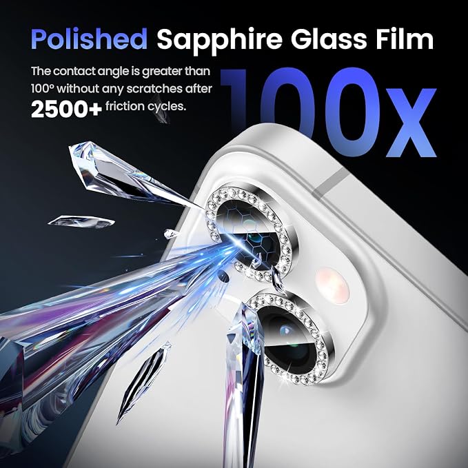 Tensea for iPhone 14/14 Plus Camera Lens Protector Bling, Camera Cover | 9H Tempered Glass Camera Screen Protector, Metal Individual Ring for iPhone14 6.1inch/ 14Plus 6.7inch, HD Clear, Easy Install - Image 5